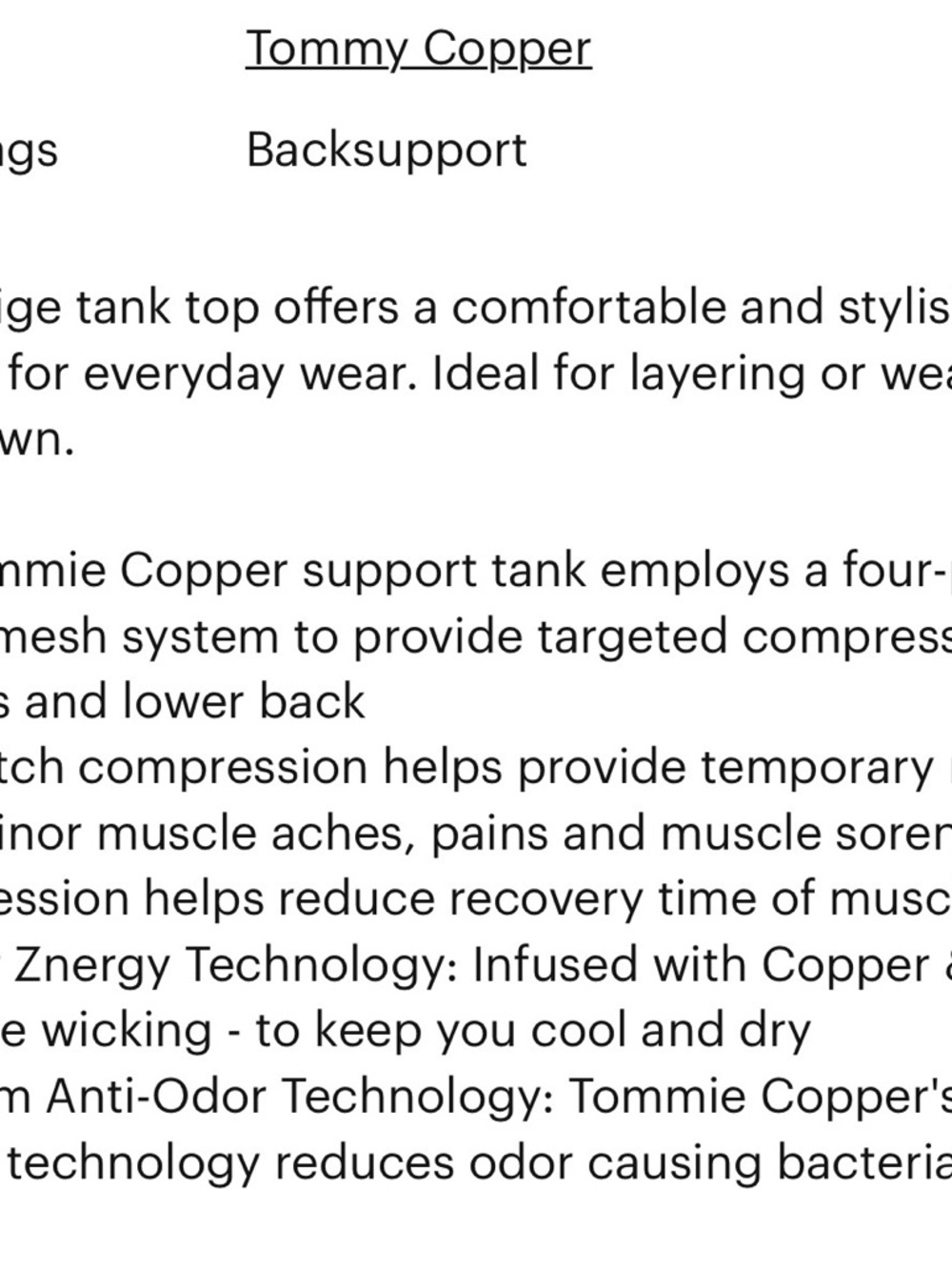 Tommy Copper NWT compression back support Nude Ta… - image 4